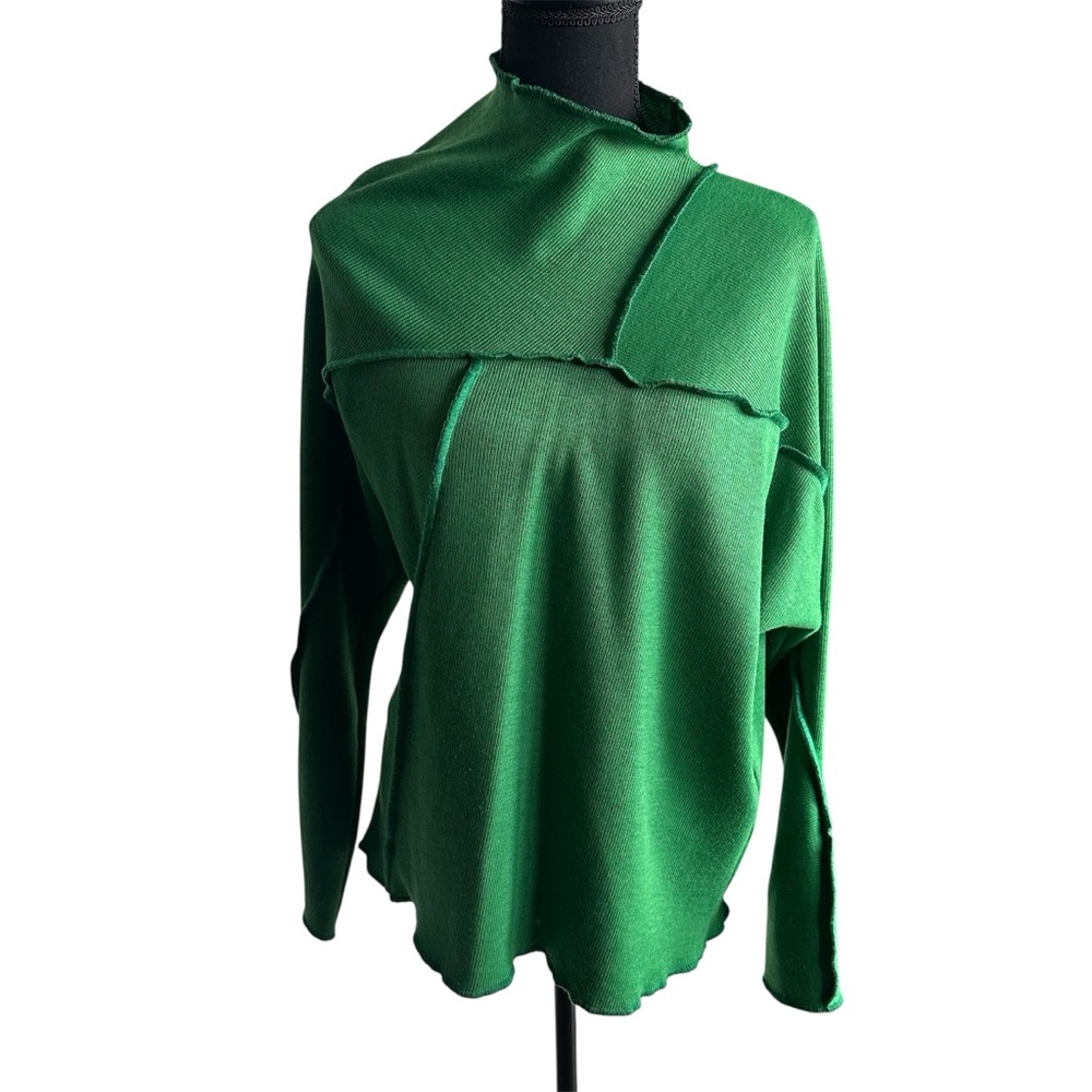 ✨Emerald Green Angora Blend Knit Set | Asymmetrical Top + Wide-Leg Pants Size M✨ - Picture 9 of 16